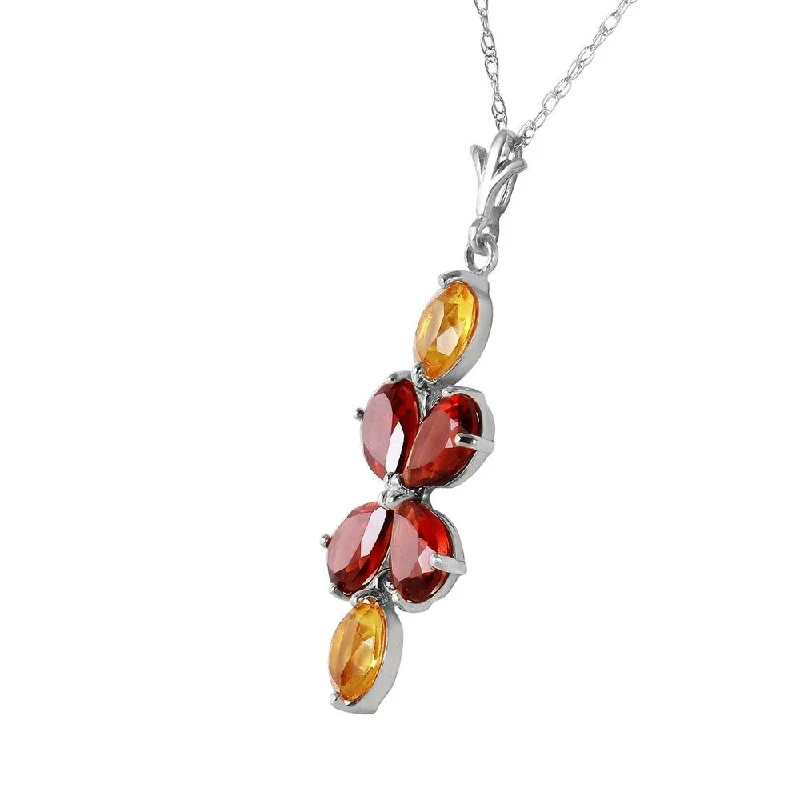 Vintage locket necklaces-3.15 Carat 14K Solid White Gold Opposites Attract Garnet Citrine Necklace