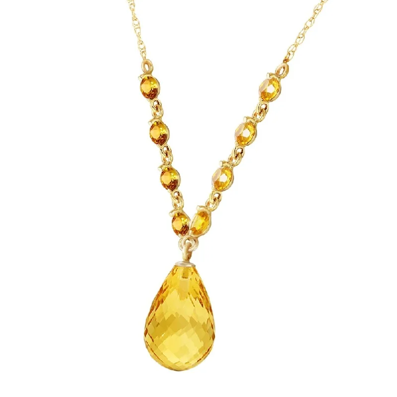 Retro charm necklaces-11.5 CTW 14K Solid Gold Impossible Otherwise Citrine Necklace