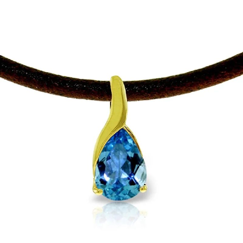 Stamped initial necklaces-4.7 CTW 14K Solid Gold Admiration Blue Topaz Diamond Necklace