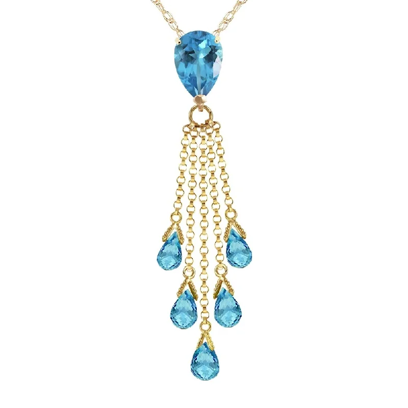 Yarn fringe necklaces-7.5 Carat 14K Gold Stand Tall Blue Topaz Necklace