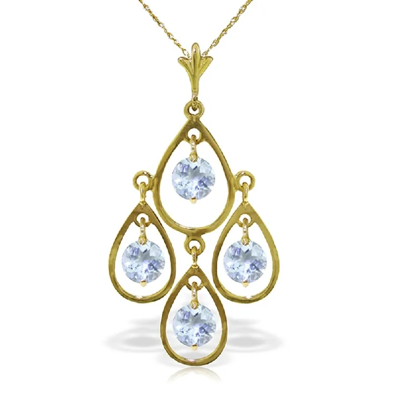 Ruby stone necklaces-1.2 Carat 14K Gold Love Droplets Aquamarine Necklace