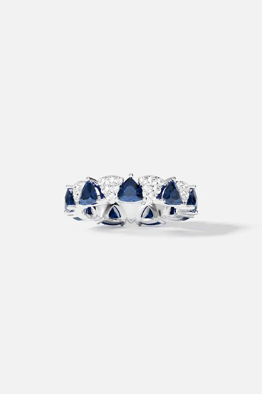 Leaf design rings-White & Blue Triangle Ring