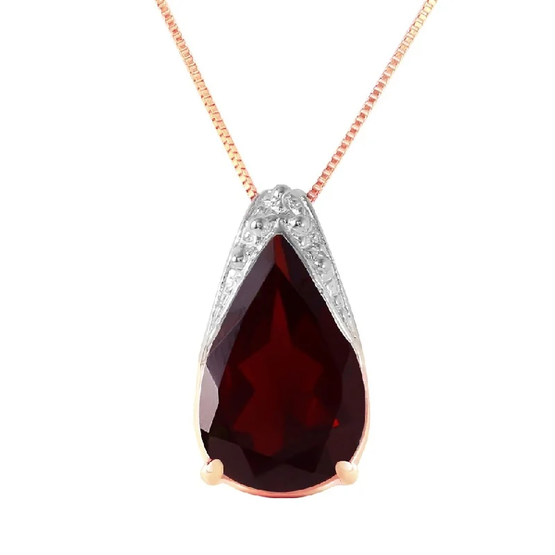 Cool wood necklaces-5 Carat 14K Rose Gold Necklace Natural Garnet