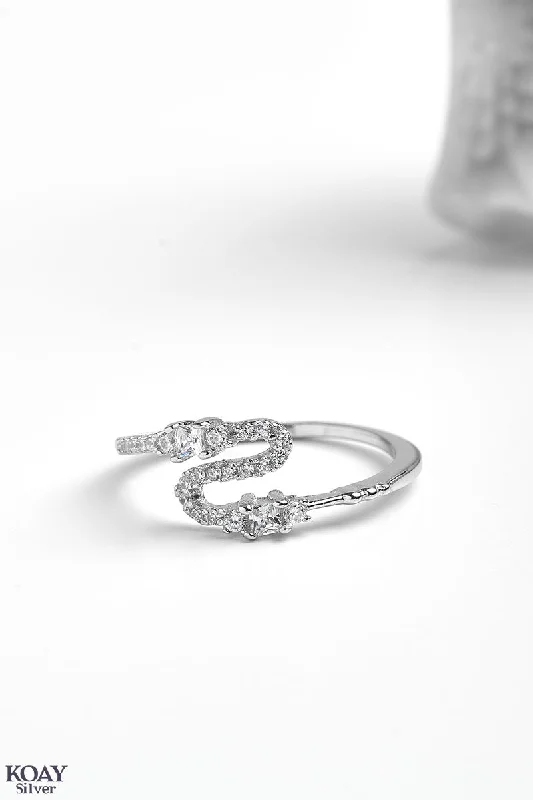 Tiny stack rings-Zircon Wave Ring (056)