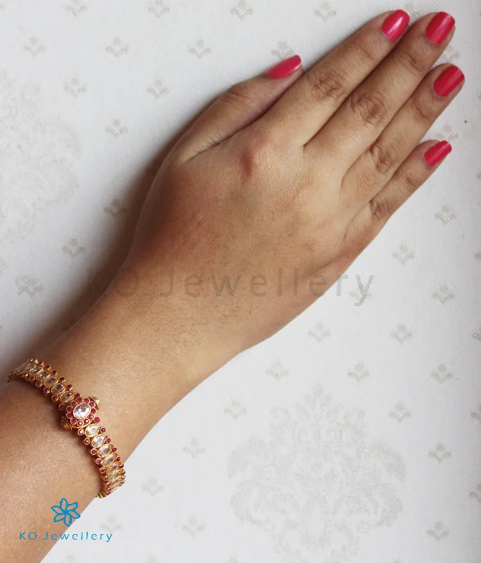 Chunky stone bangles-The Shreeda Silver Bracelet (Red/White/Size 2.2/2.4/2.6/2.8)