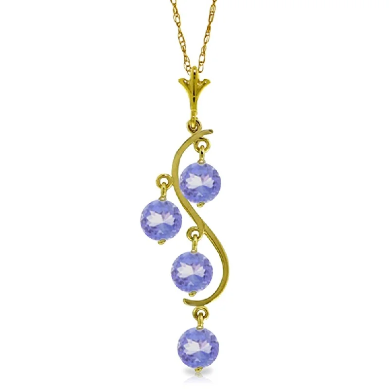 Warm wood necklaces-2 Carat 14K Gold Spring Night Tanzanite Necklace