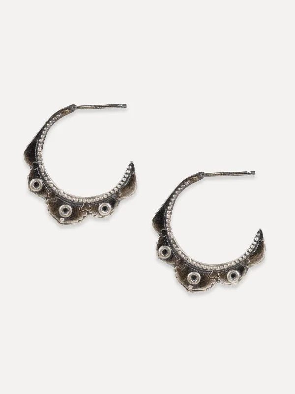 Curved art earrings-Tantra Hoops - small