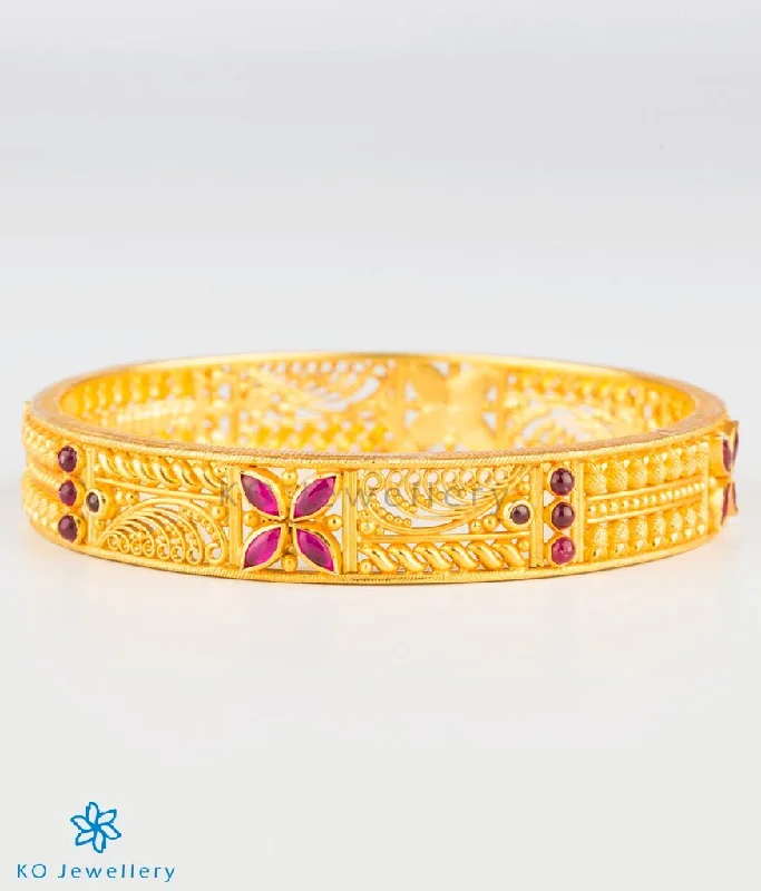 Gem strand bangles-The Mithila Silver Kempu Bangle (Size/2.2/2.4/2.6/2.8)