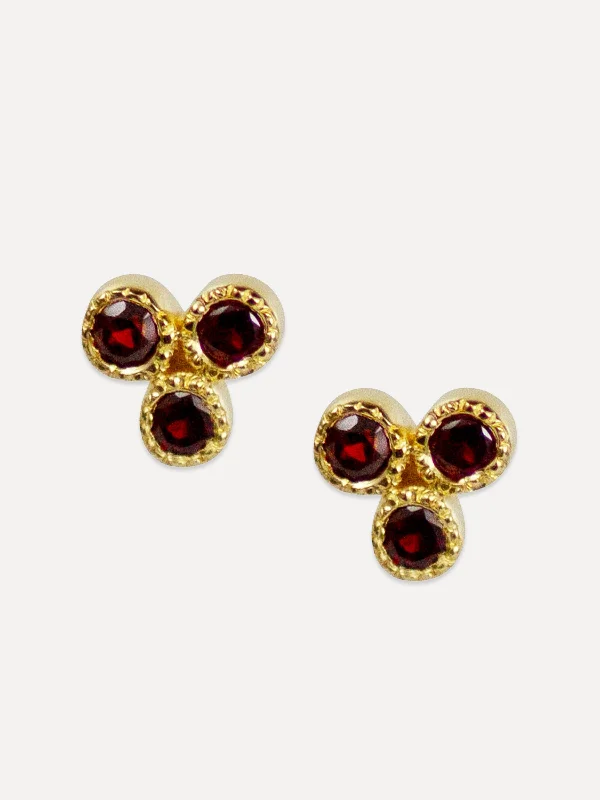 Fine threader earrings-Trifecta Studs