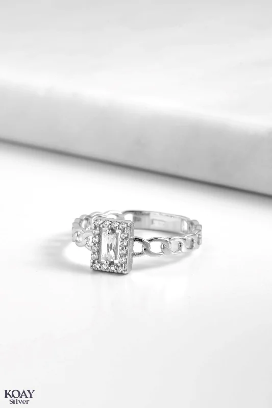 Etched name rings-Zircon Rectangle Gourmet Ring