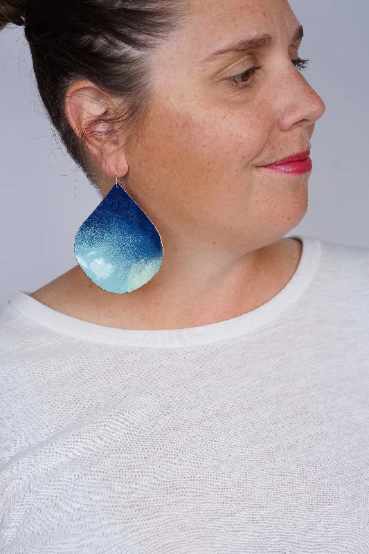 Solid bar earrings-Chroma Statement Earrings in Azure Blue and Faded Teal