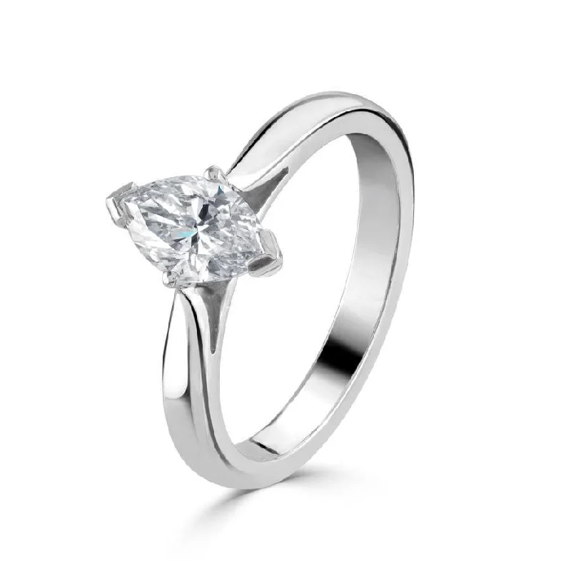 Pear shaped engagement rings-Platinum solitaire marquise cut dimaond ring