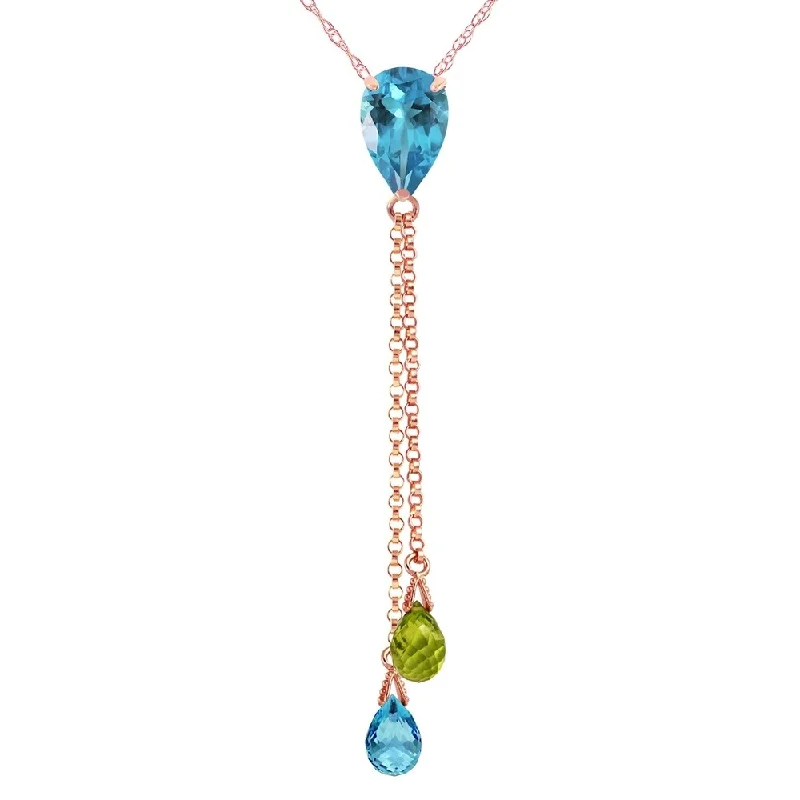 Custom name necklaces-14K Rose Gold Necklace w/ Blue Topaz & Peridot