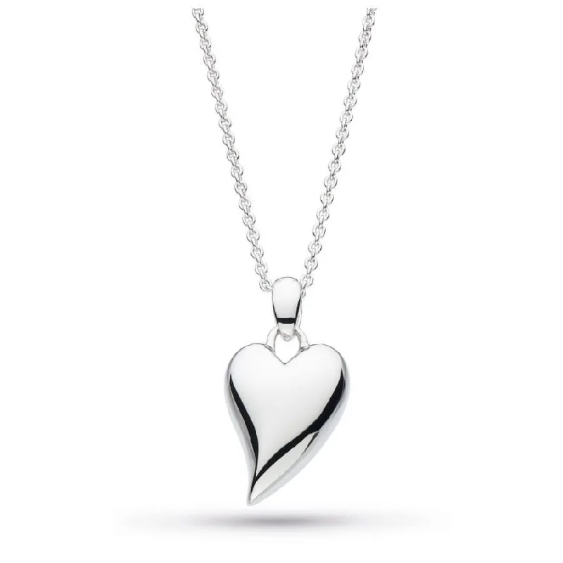 Bold geometric engagement rings-Silver Desire Cherish Midi Heart Necklace