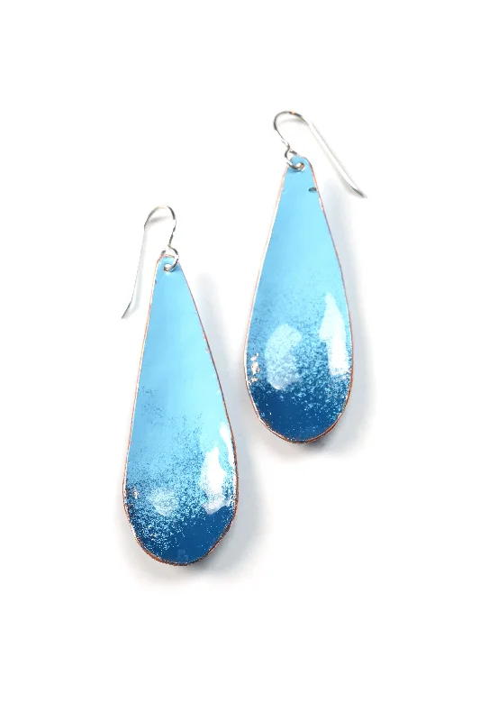 Silk fringe earrings-Chroma Earrings in Light Blue and Azure Blue