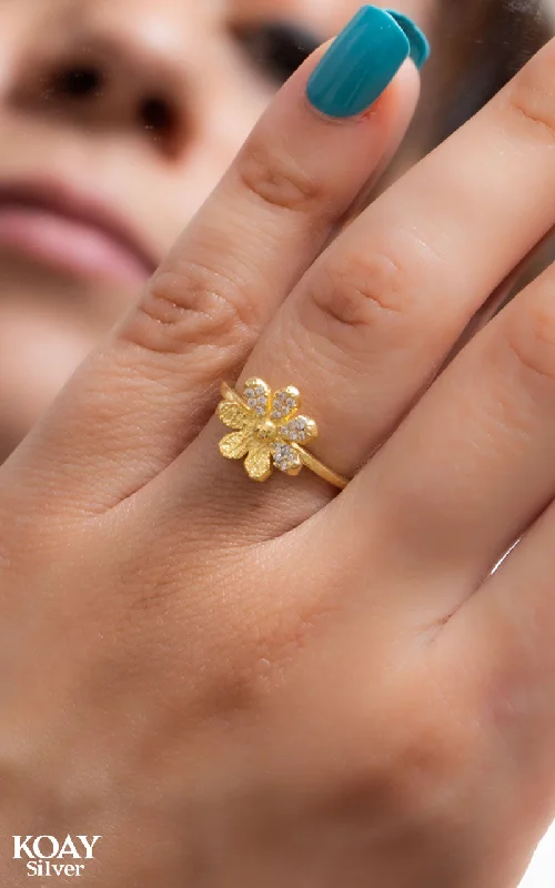 Surf theme rings-Zircon Flower GP Ring