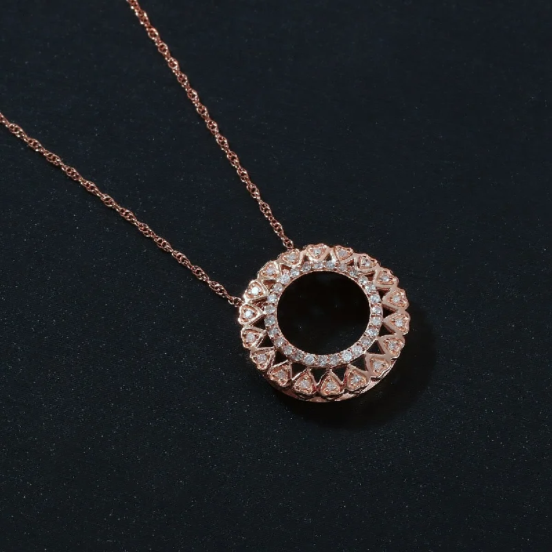 Mist bead necklaces-De Couer 10k Rose Gold 1/6ct TDW Diamond Filigree Circle Necklace