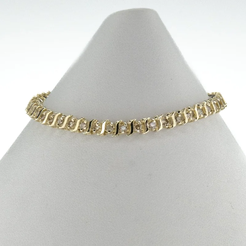 Curved gem bangles-1.50ctw Multi Diamond 7" Tennis Bracelet in 14K Yellow Gold