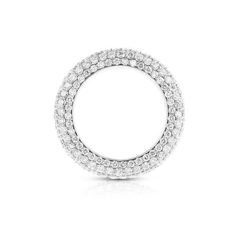 Smooth form rings-Pave Bombe Ring