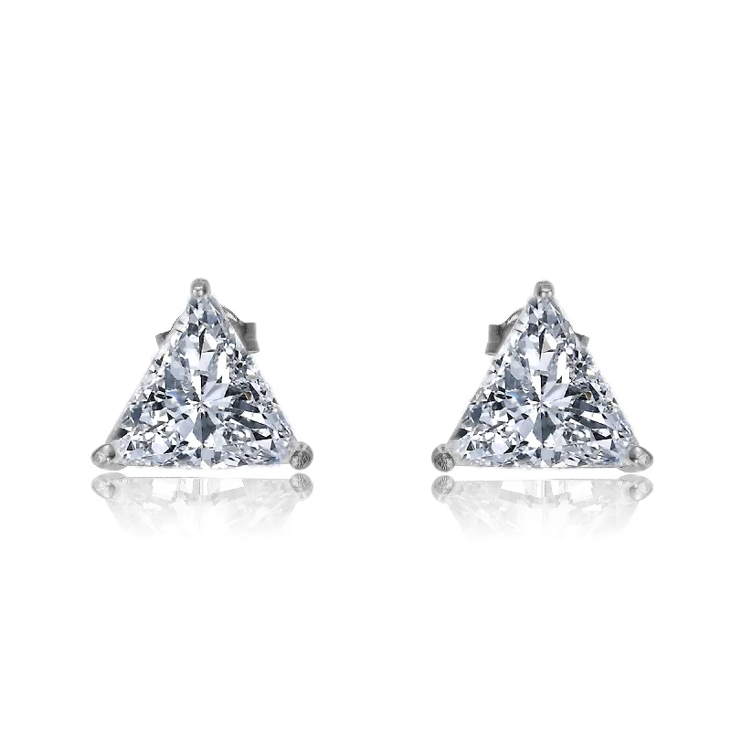 Subtle pearl earrings-Cannes 4ctw Lab Created Trillion Triangle Stud Earrings