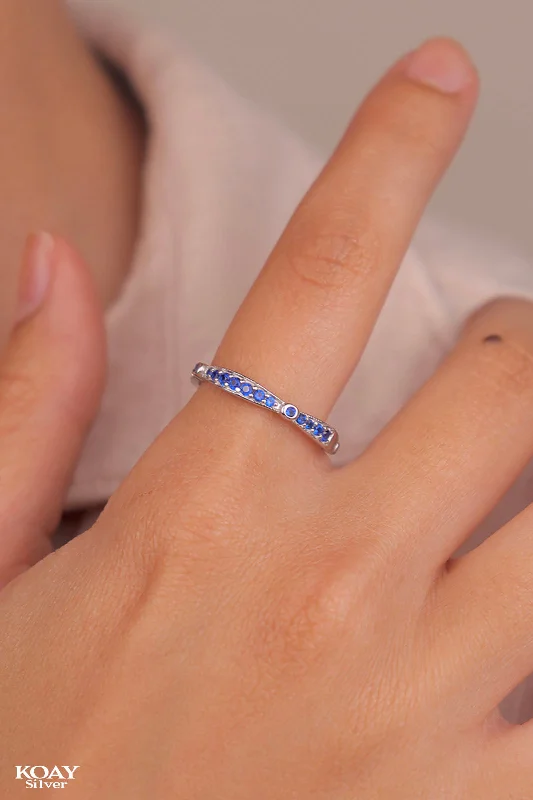 Sculptural cocktail rings-Oval Zircon Ring (048) Blue