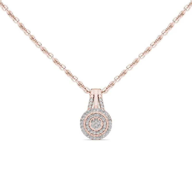 Stellar star necklaces-De Couer 10k Rose Gold 1/8ct TDW Diamond Halo Necklace - Pink