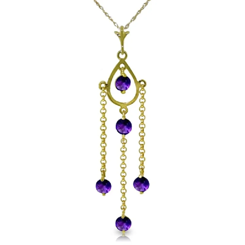 Round pendant necklaces-1.5 CTW 14K Solid Gold Simply Sweet Amethyst Necklace