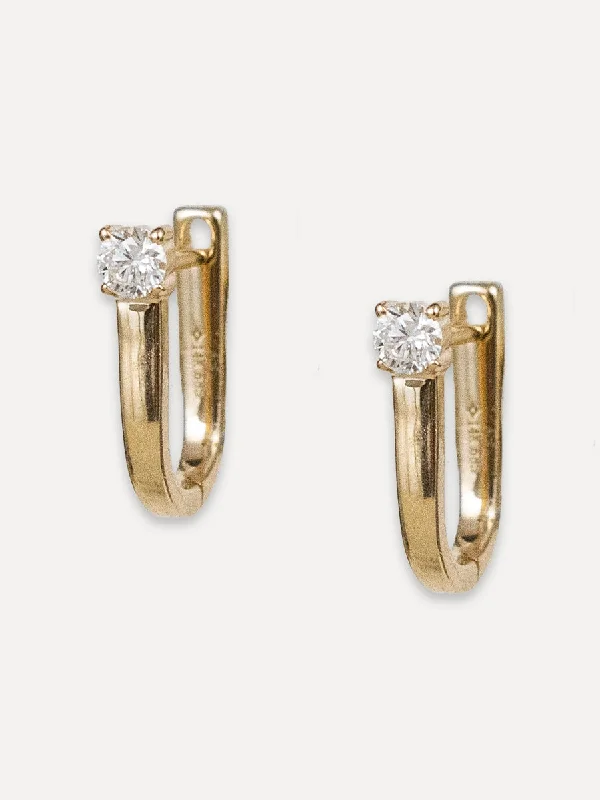 Crystal braid earrings-14K Diamond Modern U-Shaped Huggies