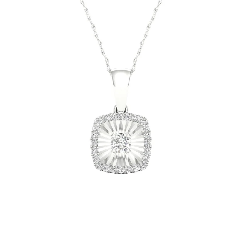 Citrine drop necklaces-1/10ct TDW Diamond Halo Necklace in Sterling Silver by De Couer