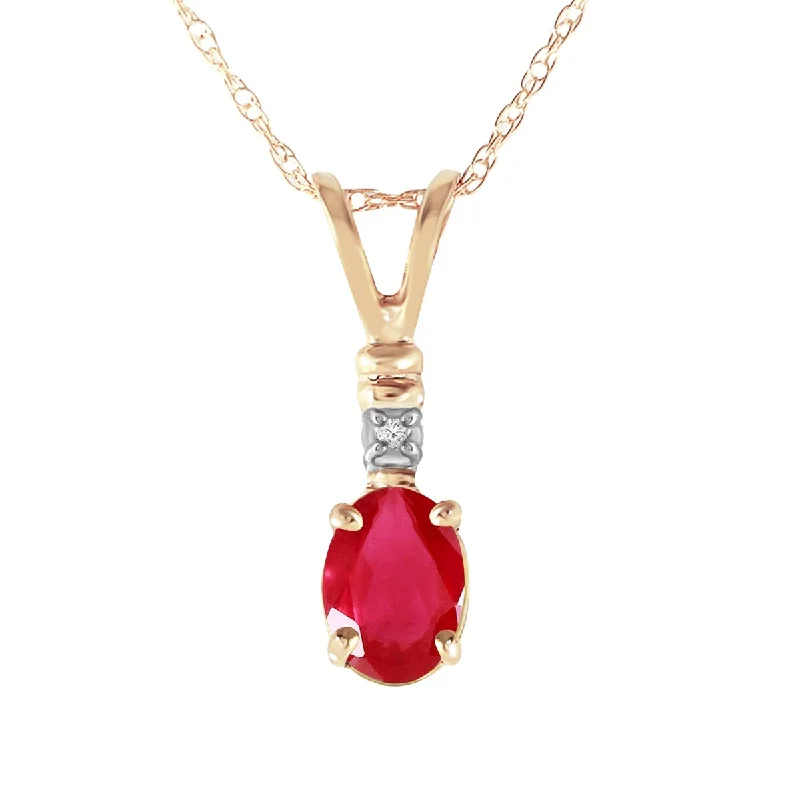 Trio birthstone necklaces-0.46 Carat 14K Solid Gold Pulse Natural Ruby Diamond Elegant Necklace