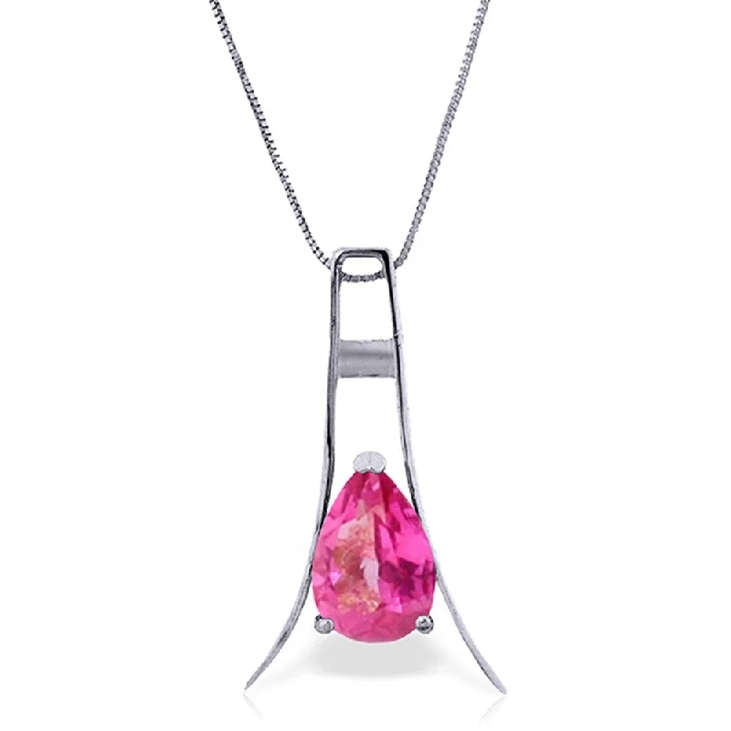 Crystal weave necklaces-1.5 Carat 14K White Gold Promise to Solve Pink Topaz Necklace