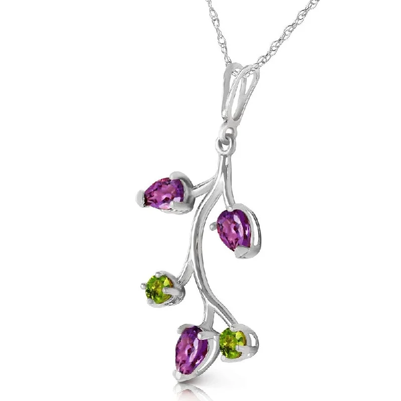 Fiber fringe necklaces-0.95 Carat 14K Solid White Gold Done It All Amethyst Peridot Necklace