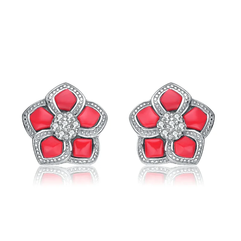 Morganite stud earrings-Jeanne Coral Flower Earrings