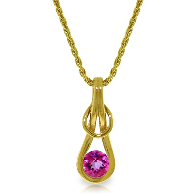 Glittering crystal necklaces-0.65 Carat 14K Solid Gold No Barriers Pink Topaz Necklace