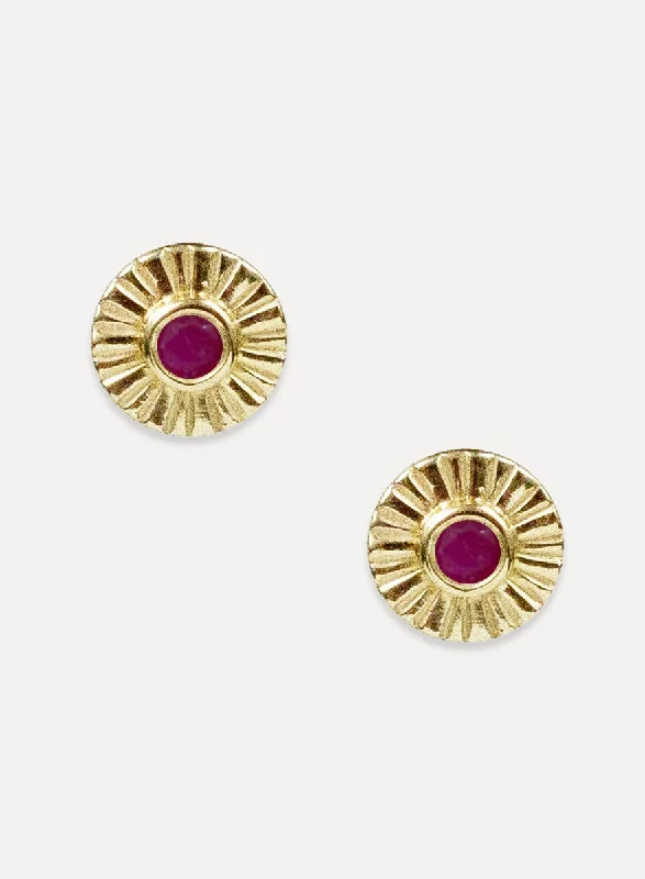 Wide hoop earrings-Sunburst Studs