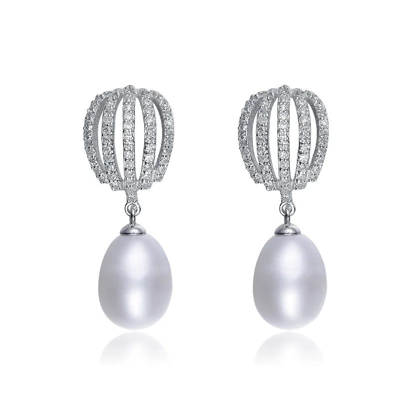 Thin threader earrings-Léa Pearl Drop Earrings