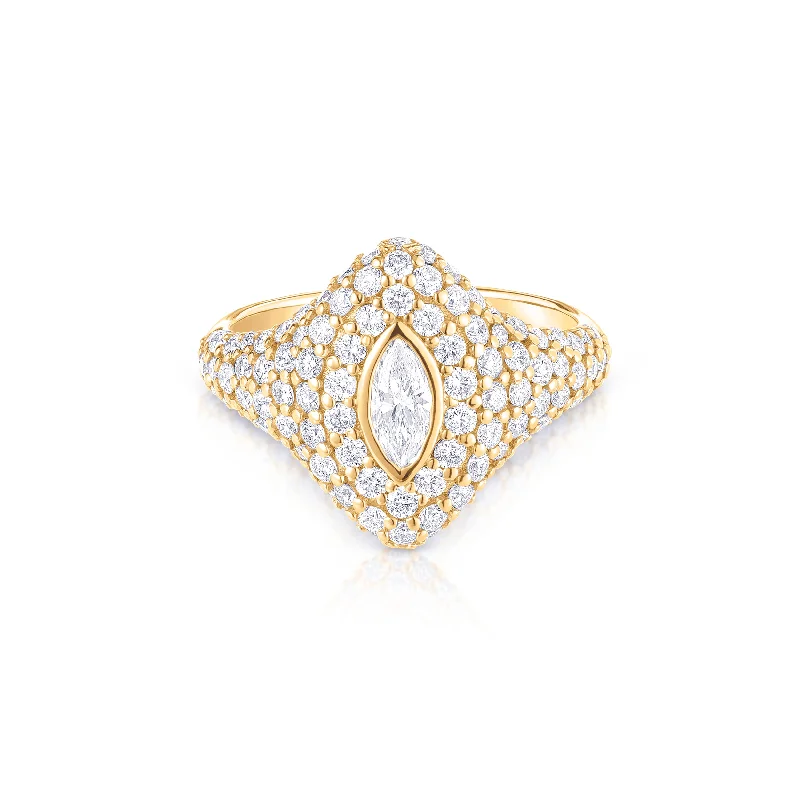 Ruby stone rings-Marquise Bling Pinky Ring