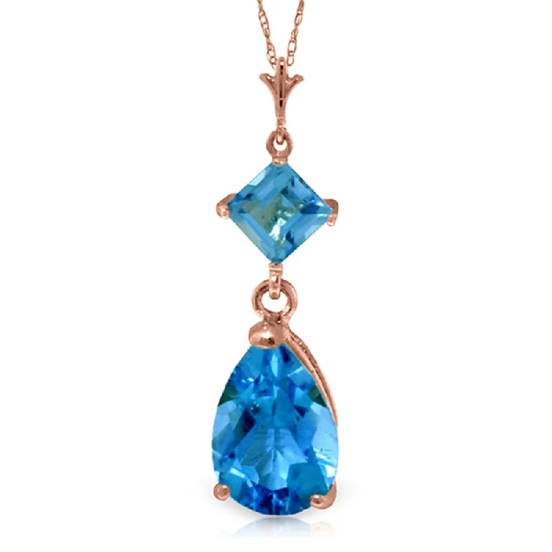 Half moon necklaces-2 Carat 14K Rose Gold Laughter Blue Topaz Necklace