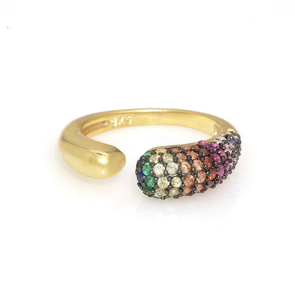 Sculpted gem rings-Curve Color Ring