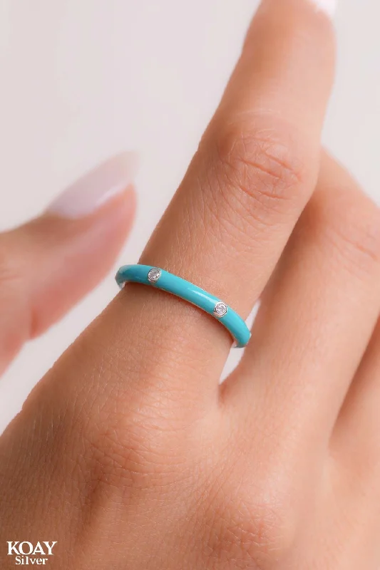 Bold geometric rings-Zircon (063-Turquoise) Ring