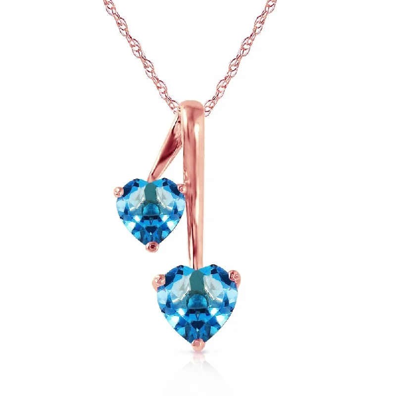 Swirl design necklaces-14K Rose Gold Hearts Necklace w/ Natural Blue Topaz