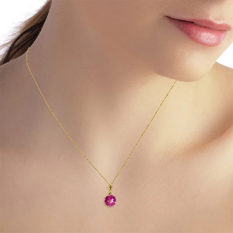 Vintage bead necklaces-1.15 Carat 14K Solid Gold Elizabeth Bennet Pink Topaz Necklace