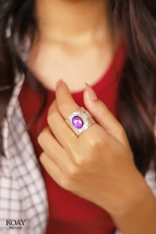 Bent shank rings-Purple Sa3ada Stone Ring