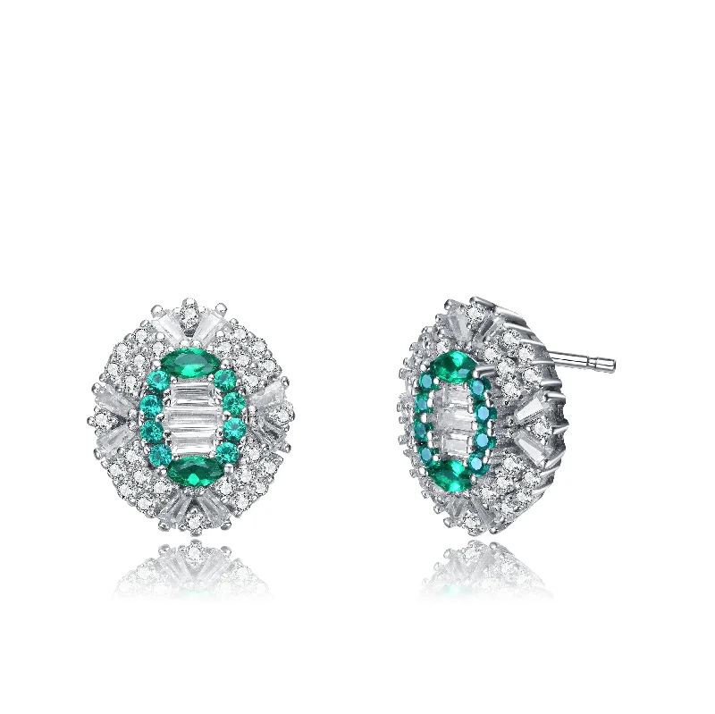 Radiant star earrings-Palais Green Halo Last Pair Earrings