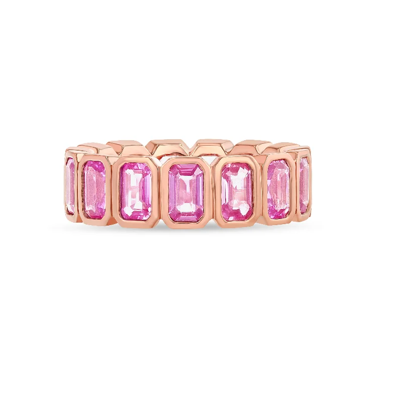 Vintage vow rings-Pink Sapphire Nova Eternity Band