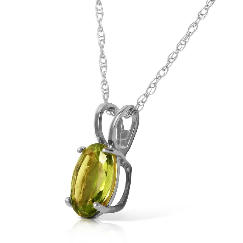 Elastic thread necklaces-0.85 Carat 14K Solid White Gold Fit For A Queen Peridot Necklace