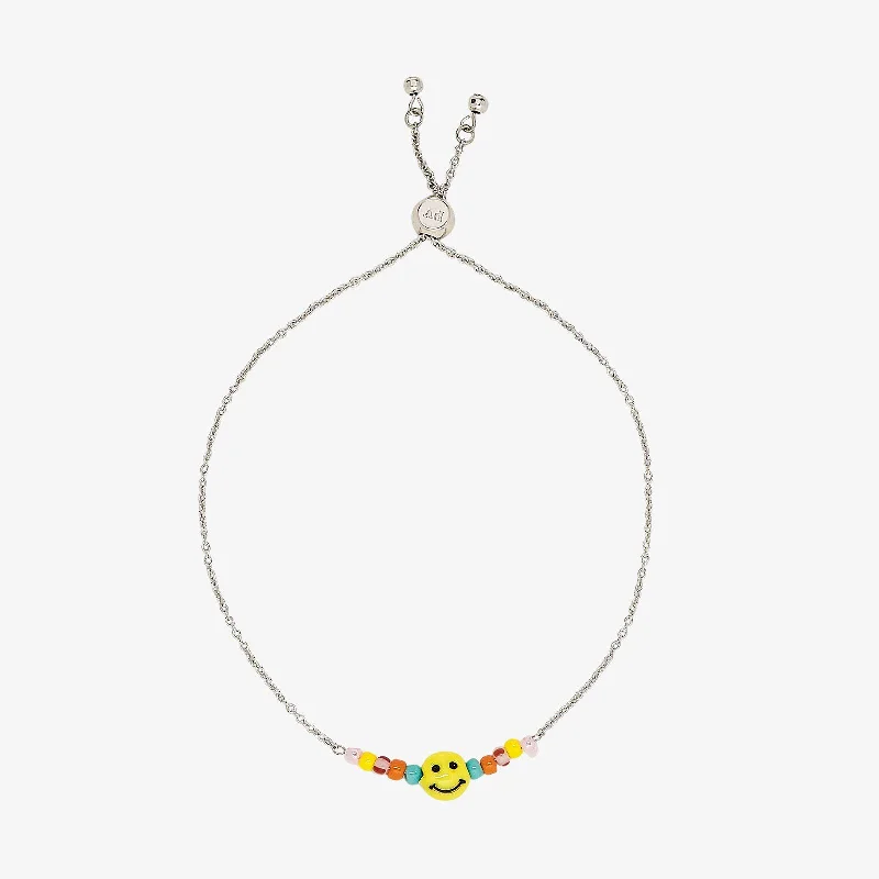 Matte link bangles-Happy Face Slider Bracelet