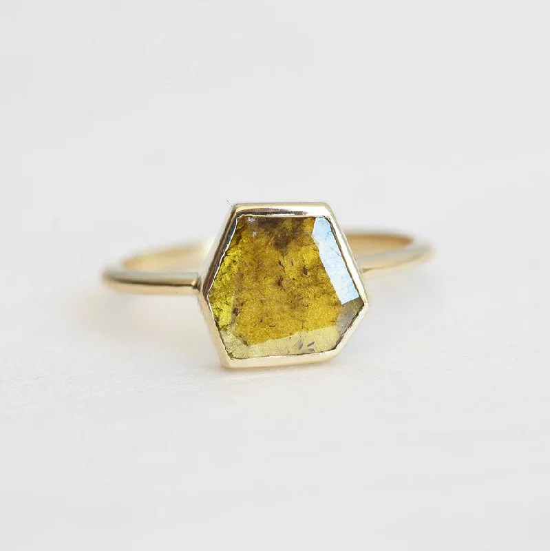 Bamboo style engagement rings-Marigold Diamond Slice Ring, Yellow Diamond Ring