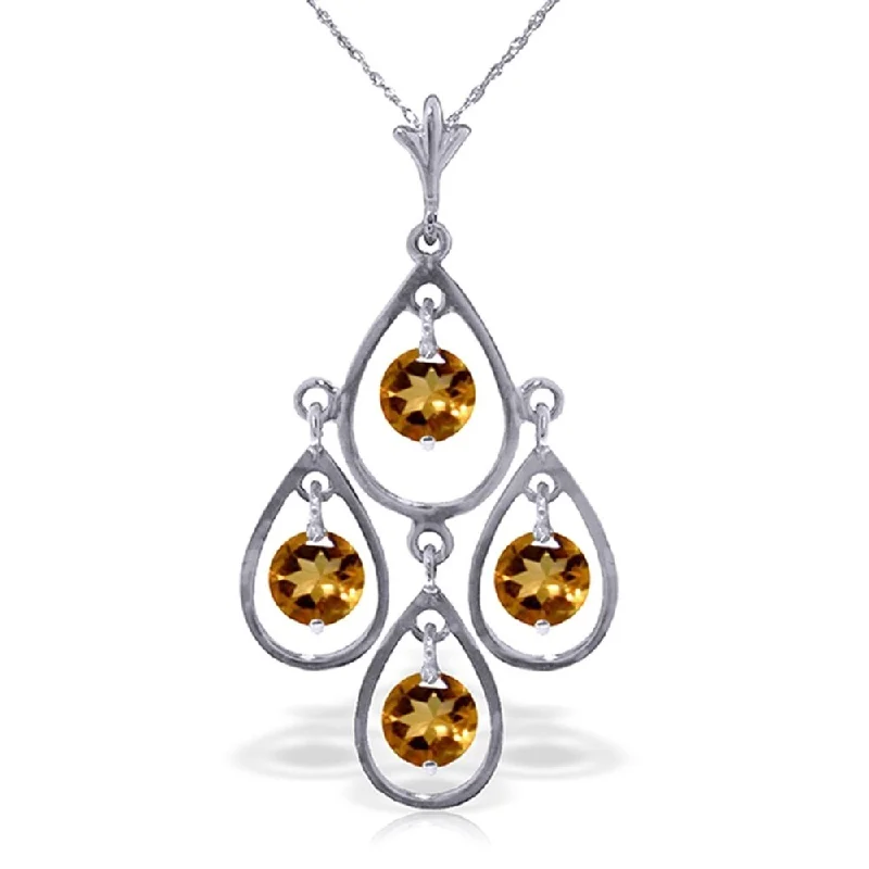 Multi-strand necklaces-1.2 Carat 14K White Gold Die Is Cast Citrine Necklace