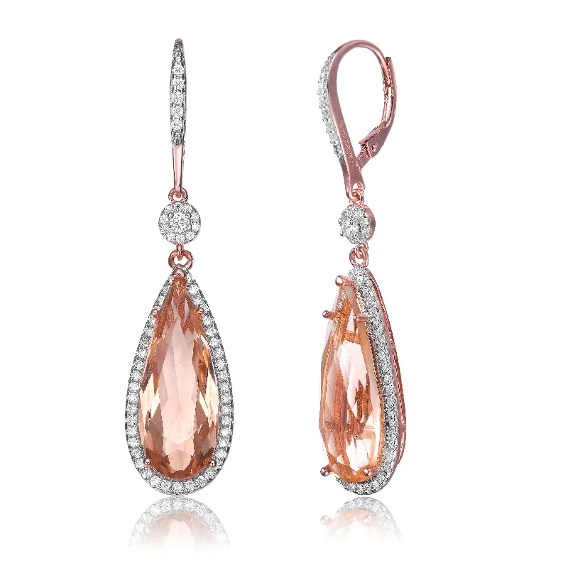 Wide hoop earrings-Yvonne Morganite Cubic Zirconia Dangle Earrings